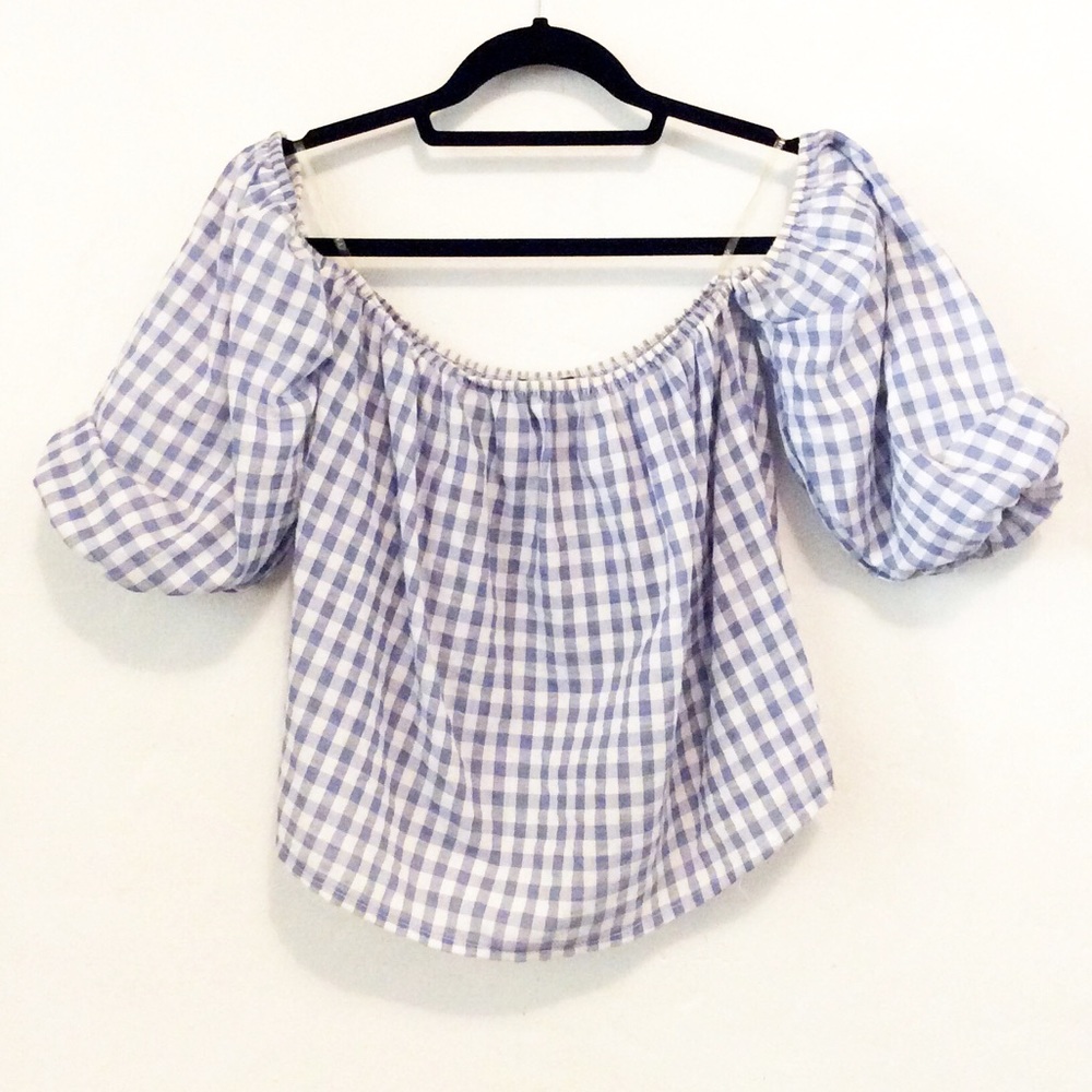 Off The Shoulder Gingham Top